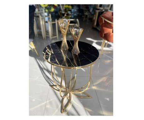 Klub stolić "Cvijeće, zlatno crna boja, 49x60h cm