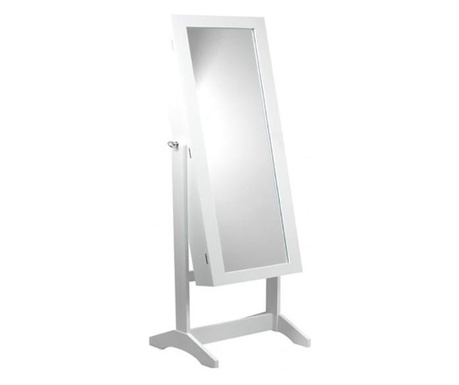 Cabinet bijuterii cu oglinda, alb, 34x35.5x120 cm