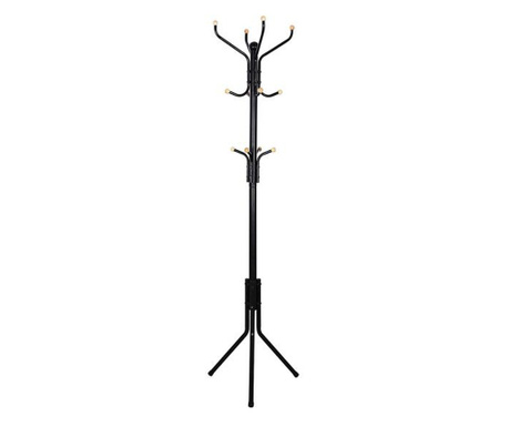 Cuier, Songmics, 12 carlige, metal, negru, 44x44x182 cm