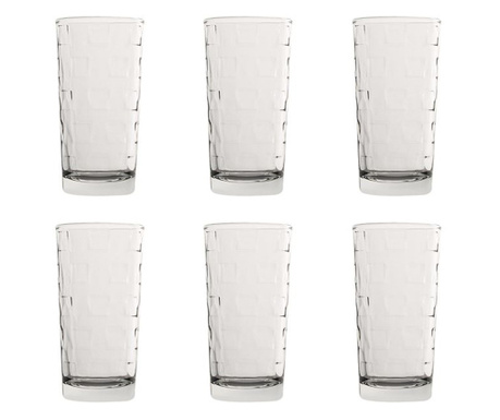 Комплект чаши Uniglass, 6 бр, Декоративни орнаменти, Стъкло, 7х13 см, 245 мл, Прозрачен