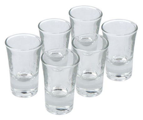 Комплект чаши Uniglass, 6 бр, За шот, Стъкло, 4,5х7 см, 50 мл, Прозрачен