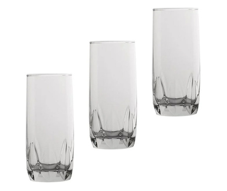 Комплект чаши Uniglass, 3 бр, Стъкло, 6х15 см, 380 мл, Прозрачен