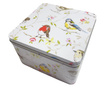 Комплект от 3 кутии за съхранение, Cooksmart, Dawn Chorus, С капак, Металик, Принт на птици и цветя, Квадрат, Бяло/кремаво