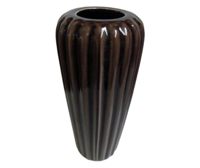 Комплект от 2 вази, Посуда, Вълнообразна керамика, 12 x24 и 12x15 cm, Червеникавокафяв/кремав цвят