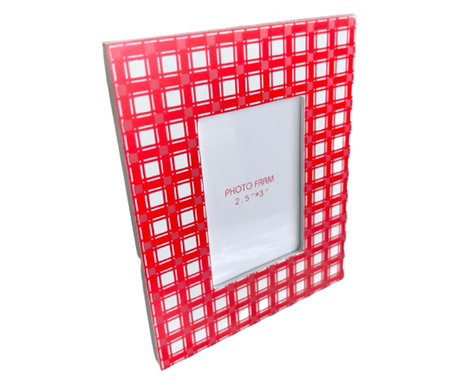 Képkeret, Íróasztal, 1 fénykép, Farostlemez, 11,5x9 cm, Fehér/Piros