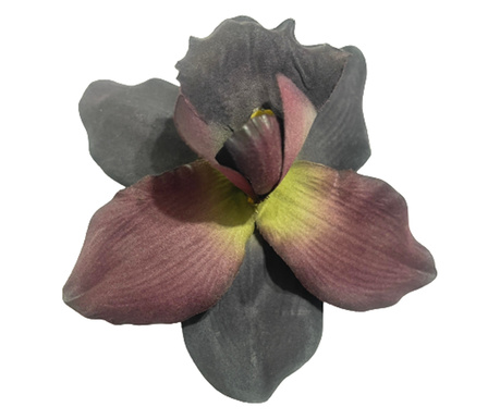 Orchidea bross, kézzel készített, virág 3D, 3 az 1-ben, nyilatkozat, bross/klipek haj/mídervirág, textil, fém, 14x14x6 cm, indig