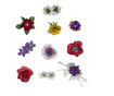 Hajcsatkészlet, Kézzel készített, 3D virágok, Klipek, Textil, Fém, 10 részes, Többszínű