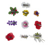 Hajcsatkészlet, Kézzel készített, 3D virágok, Klipek, Textil, Fém, 10 részes, Többszínű