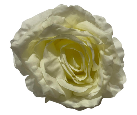 Rózsa bross, Kézzel készített, Kijelentés, 3 az 1-ben, Hajcsat és fűző virág, 3D virág, Textil, Fém 12x12x10 cm, Fehér, 12x12x10