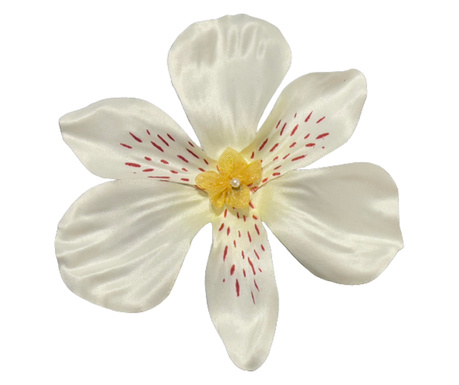 Orchidea bross, Kézzel készített, Nyilatkozat, 3 az 1-ben, Hajcsatok, Mellvirág, 3D virág, Textil, Fém 12 cm, Fehér