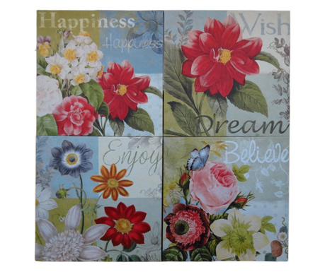 4 darabos vászonfestmény készlet Álom virágokkal, virágos téma, 50x50x2 cm