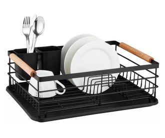 Kinghoff KH 1728, Rafturi pentru ustensile, Manere din lemn, Negru