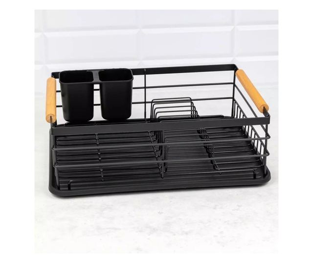 Kinghoff KH 1728, Rafturi pentru ustensile, Manere din lemn, Negru