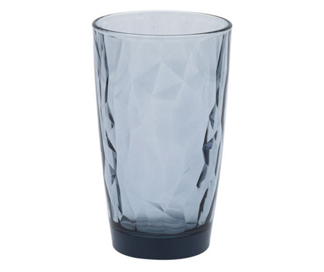 Стъклена чаша, Релефен дизайн, Стъкло, 8,5х14,5 см, 470 мл, Син