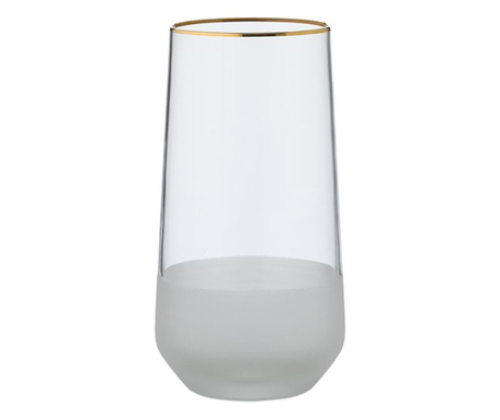Стъклена чаша, Стъкло, 6,5х15 см, 470 мл, Прозрачен/Бял