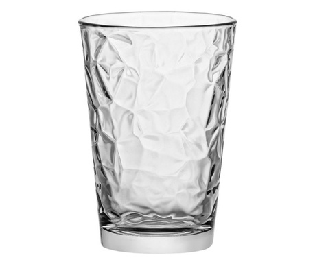 Стъклена чаша, Релефен дизайн, Стъкло, 8,5х12,5 см, 380 мл, Прозрачен