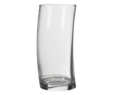 Стъклена чаша, За фрапе, Извит дизайн, Стъкло, 6,5х15,5см, 435 мл, Прозрачен