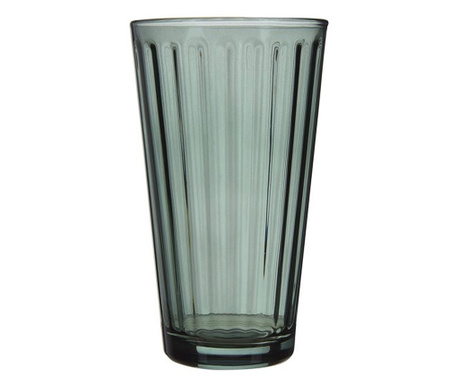 Стъклена чаша, Релефен дизайн, Стъкло, 8х14,5 см, 385 мл, Зелен