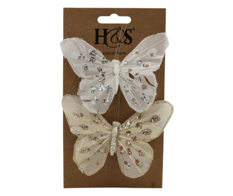 Set fluturi decorativi cu clips alb-bej
