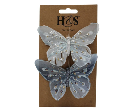 Set fluturi decorativi cu clips gri-albăstrui