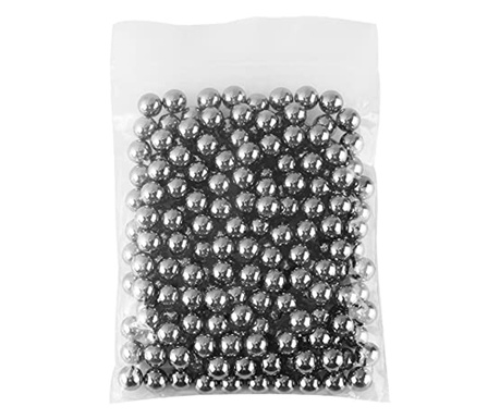 Комплект от 100 метални топки IdeallStore®, Precision Target, еърсофт и прашка, 6 мм, 0.75гр, сребро