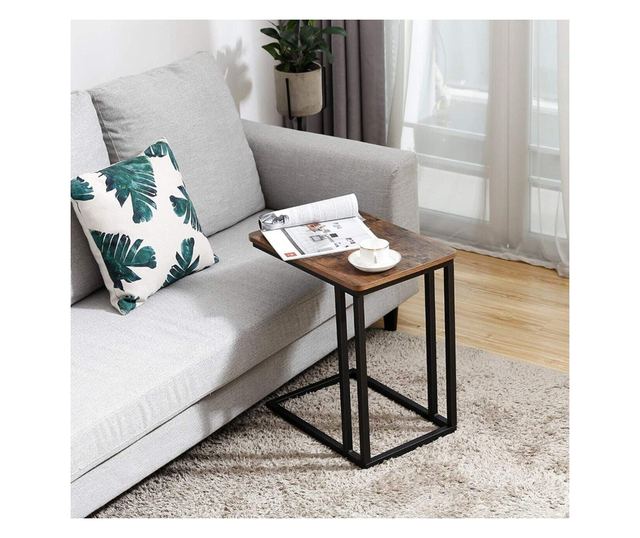 Vasagle Konferenční stolek na kolečkách, dřevotříska a kov, rustikální hnědá, 50x35x61 cm