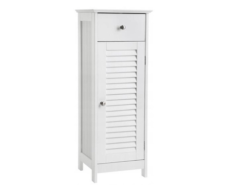 Шкафче за баня, Vasagle, MDF плоскост, 1 рафт, 1 врата, 1 чекмедже, бяло, 32x30x87cm