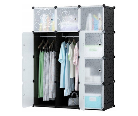 Модулен гардероб, Mufart, пластмасов, 6 отделения и 2 места за дрехи, 110x37x148 cm