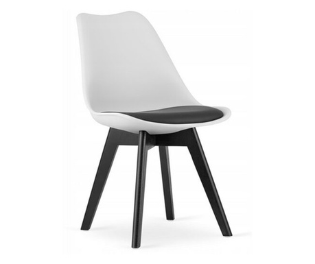 Konyhai/nappali szék, Mercaton, Mark, PP, fa, fekete-fehér, párnafekete, 49x43x82 cm
