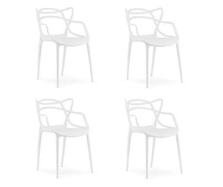 Комплект от 4 стола скандинавски стил, Mercaton, Kato, PP, бял, 54x55x82.5 см