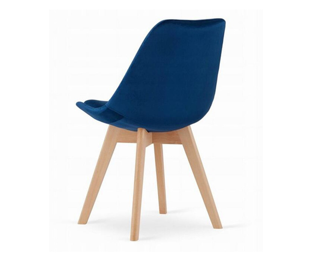 Skandináv stílusú szék, Mercaton, Nori, bársony, fa, kék, 48.5x54x84 cm, 48.5x54x84 cm