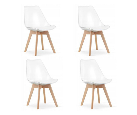 Комплект от 4 стола Скандинавски стил, Mercaton, Mark, PP, дървен, прозрачен, 49x42x82.5 см