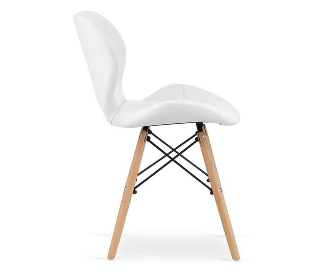 Scaun stil scandinav, Mercaton, Lago, piele ecologica, lemn, alb, 47x38x73 cm