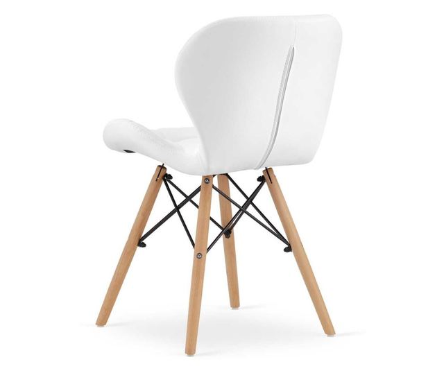 Scaun stil scandinav, Mercaton, Lago, piele ecologica, lemn, alb, 47x38x73 cm