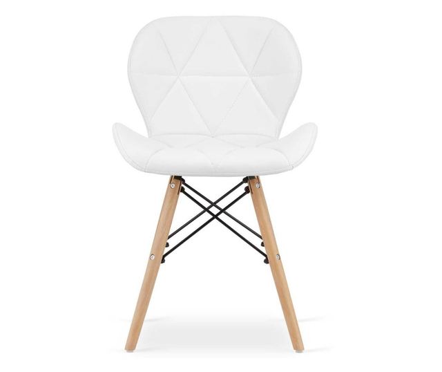 Scaun stil scandinav, Mercaton, Lago, piele ecologica, lemn, alb, 47x38x73 cm