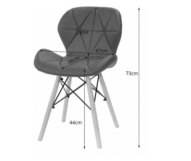 Scaun stil scandinav, Mercaton, Lago, piele ecologica, lemn, alb, 47x38x73 cm