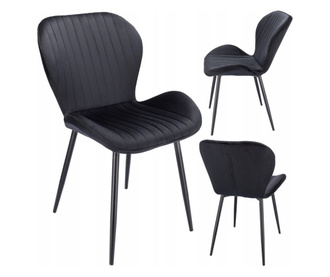 Konyha/nappali szék, Jumi, Veira, bársony, fém, fekete, 52x57x85 cm