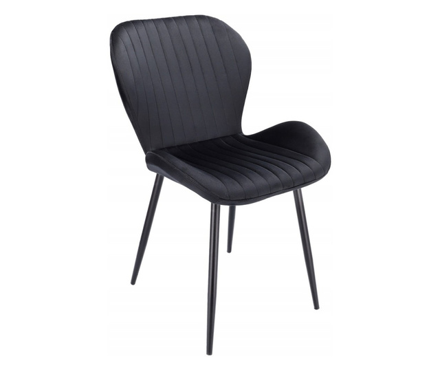 Konyha/nappali szék, Jumi, Veira, bársony, fém, fekete, 52x57x85 cm