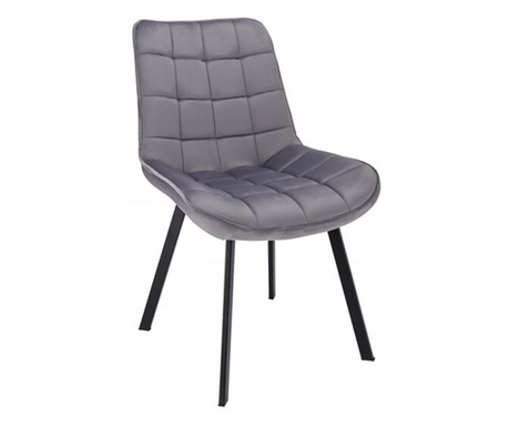 Skandináv stílusú szék, Jumi, Adoro, bársony, fém, szürke, 52x62x85 cm, 52x62x85 cm