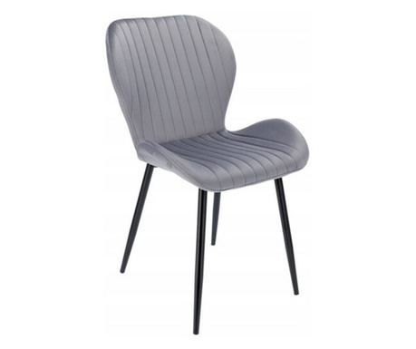 Стол в скандинавски стил, Jumi, Veira, кадифе, метал, сив, 52x57x85 cm