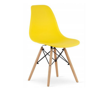 Стол в скандинавски стил, Меркатон, Осака, PP, дървен, жълт, 46x54x81 см