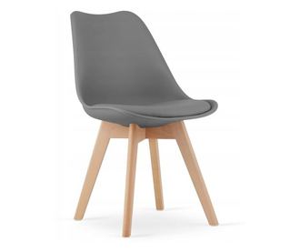 Scaun Mercaton, Stil Scandinav, cu Picioare din Lemn de Fag, Sezut din PP si Perna din Piele Ecologica, 49 x 43 x 82 cm, Grafit