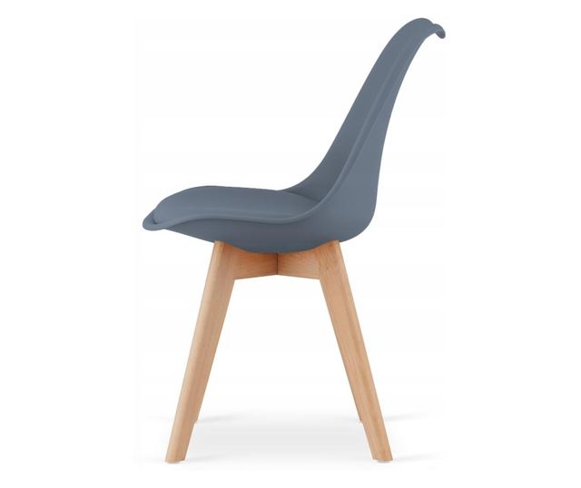 Scaun Mercaton, Stil Scandinav, cu Picioare din Lemn de Fag, Sezut din PP si Perna din Piele Ecologica, 49 x 43 x 82 cm, Grafit