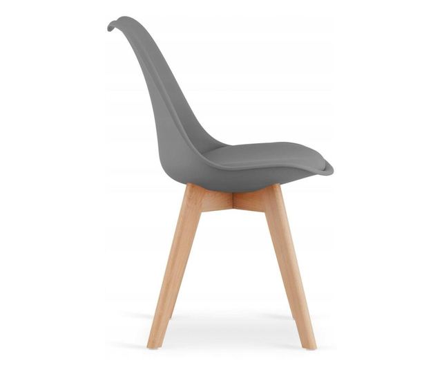 Scaun Mercaton, Stil Scandinav, cu Picioare din Lemn de Fag, Sezut din PP si Perna din Piele Ecologica, 49 x 43 x 82 cm, Grafit