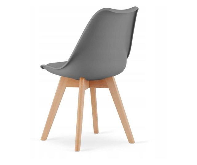Scaun Mercaton, Stil Scandinav, cu Picioare din Lemn de Fag, Sezut din PP si Perna din Piele Ecologica, 49 x 43 x 82 cm, Grafit