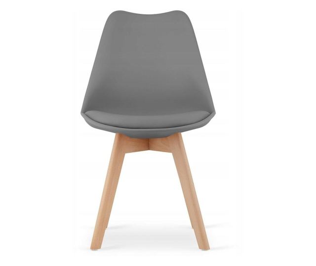 Scaun Mercaton, Stil Scandinav, cu Picioare din Lemn de Fag, Sezut din PP si Perna din Piele Ecologica, 49 x 43 x 82 cm, Grafit