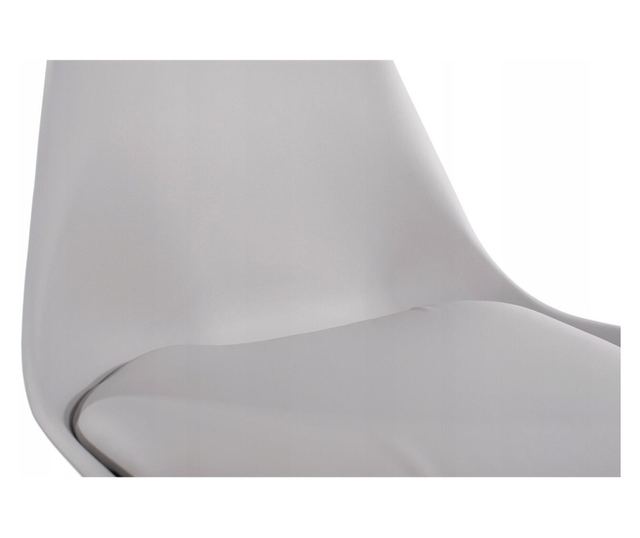 Scaun Mercaton, Stil Scandinav, cu Picioare din Lemn de Fag, Sezut din PP si Perna din Piele Ecologica, 49 x 43 x 82 cm, Gri