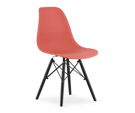 Skandináv stílusú szék, Mercaton, Osaka, PP, fa, vermilion és fekete, 46x54x81 cm