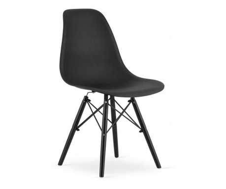 Skandináv stílusú szék, Mercaton, Osaka, PP, fa, fekete, 46x54x81 cm