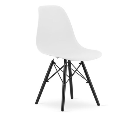 Стол в скандинавски стил, Меркатон, Осака, ПП, дървен, черно-бял, 46х54х81 см